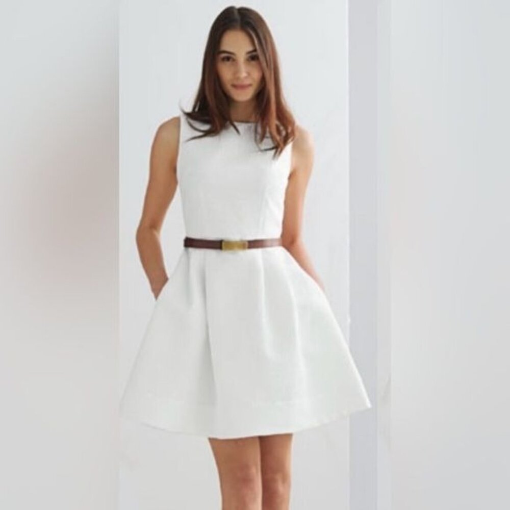 Serena & Lily White Sleeveless Mini Dress with Brown Belt